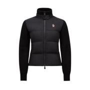 Gewatteerde rits wollen cardigan jas Moncler , Black , Dames