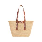 Fold Shopper Raffia Tas Loewe , Beige , Dames