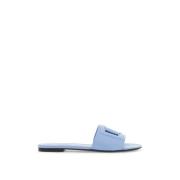 Gestikte Leren Slides met Uitgesneden Logo Dolce & Gabbana , Blue , Da...