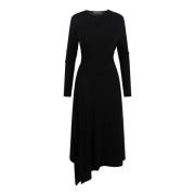 Zwarte Gedrapeerde Jurk met Asymmetrische Zoom Helmut Lang , Black , D...