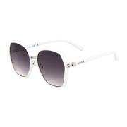 Witte metalen zonnebril met grijze lenzen Guess , White , Dames