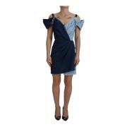 Denim Wrap Sheath Jurk Blauw Dolce & Gabbana , Blue , Dames