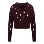 Geperforeerde Intarsio Sweater met Polokraag Federica Tosi , Red , Dam...