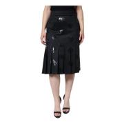 Zwarte Geplooide Midi Rok Ritssluiting Dolce & Gabbana , Black , Dames