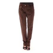 Bruine Corduroy Casual Logo Broek Dolce & Gabbana , Brown , Dames