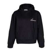 Heren hoodie. Katoenmix. Geborduurd logo. Laneus , Black , Heren