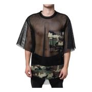 Zwart Camouflage Mesh T-shirt Dolce & Gabbana , Black , Heren