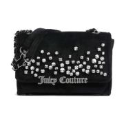 Zwarte Schoudertas met Strass Logo Juicy Couture , Black , Dames