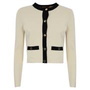 Contrast Cropped Viscose Jas Max Mara Studio , White , Dames