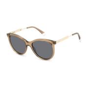 Beige Hars Frame Zonnebril Polaroid , Beige , Dames