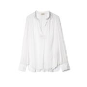 Satijnen Tuniek Blouse met Mandarin Kraag Zadig & Voltaire , White , D...