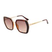 Gouden Metalen Zonnebril met Grijs Glas Guess , Multicolor , Dames