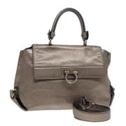 Pre-owned Leather handbags Salvatore Ferragamo Pre-owned , Gray , Dame...