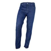 Donkerblauwe Denim Jeans met Patch Aquascutum , Blue , Heren