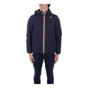 Hooded jas met voorlogo rits K-Way , Blue , Heren