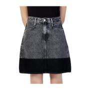 Zwarte Denim A-Lijn Rok met Distressed Design Calvin Klein Jeans , Gra...