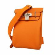 Pre-owned Leather shoulder-bags Hermès Vintage , Orange , Dames