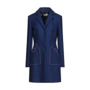 Wollen jas met hartborduursel Love Moschino , Blue , Dames