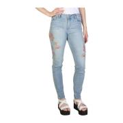 Bloemen Logo Skinny Jeans Armani Exchange , Blue , Dames