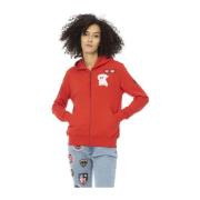 Hoodie met lange mouwen en applicaties Mr&Mrs Italy , Red , Dames