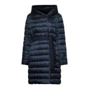 Blauwe Gewatteerde Donsjas met Capuchon Max Mara , Blue , Dames