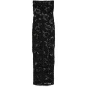 Zwarte Bloemen Mesh Strapless Jurk Rotate Birger Christensen , Black ,...