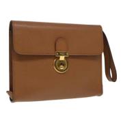 Pre-owned Leather clutches Salvatore Ferragamo Pre-owned , Brown , Dam...