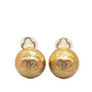 Pre-owned Fabric earrings Chanel Vintage , Yellow , Dames