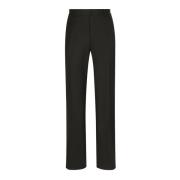 Stretch Wol Rechte Broek Dolce & Gabbana , Black , Heren