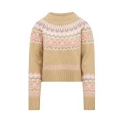 French Toast Merino Wol Trui Loveshackfancy , Beige , Dames