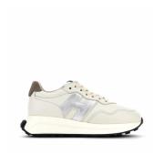 Patch Lace-Up Sneakers Hogan , Beige , Dames