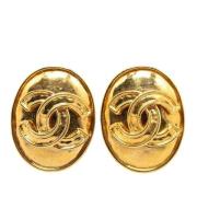 Pre-owned Fabric earrings Chanel Vintage , Yellow , Dames