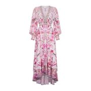 Botanische Novelle Zijden Maxi Jurk Camilla , Pink , Dames