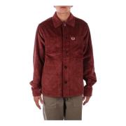 Logo Front Button Shirt Fred Perry , Red , Heren