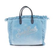 Fluwelen handtas met strass logo MC2 Saint Barth , Blue , Dames