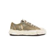 Groene Gewassen Denim Lage Sneaker Mihara Yasuhiro , Green , Heren