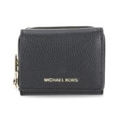 Zwarte Leren Damesportemonnee met Logo Michael Kors , Black , Dames