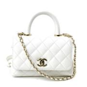 Pre-owned Leather handbags Chanel Vintage , White , Dames