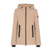 Beige Gewatteerd Jack met Capuchon Peuterey , Beige , Dames