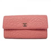 Pre-owned Leather wallets Chanel Vintage , Pink , Dames