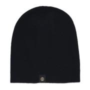 Zwarte Cashmere Beanie Metalen Logo Geribbeld Canada Goose , Black , H...