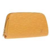 Pre-owned Leather pouches Louis Vuitton Vintage , Yellow , Dames