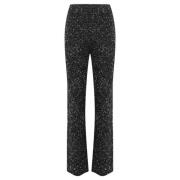 Pailletversierde Wijde Zwarte Broek Liviana Conti , Black , Dames