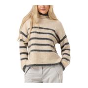 Ovalis Knit T-neck Sweater Second Dames , Beige , Dames