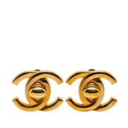 Pre-owned Fabric earrings Chanel Vintage , Yellow , Dames