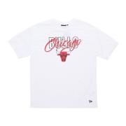 Chicago Bulls Script Tee Wit/Rood New Era , White , Heren