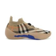 Geruite Gebreide Neptune Sneakers Burberry , Beige , Dames