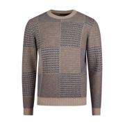 Geruite Crew Neck Wollen Trui Stenströms , Beige , Heren