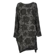 Grijze Viscose Jurk met Contrasterende Print Sanctamuerte , Gray , Dam...