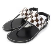 Pre-owned Leather sandals Louis Vuitton Vintage , Black , Dames